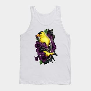 American Goldfinch Purple Orchids Tank Top